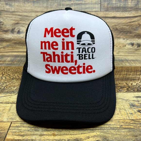 Taco Bell Mens Trucker Hat Black Snapback Tahiti Sweetie Retro Advertisement Cap - Picture 2 of 8